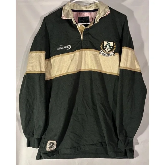 Ireland Three Shamrock Rugby Shirt Unisex Polo Shirt by Lansdowne Size XL - Picture 1 of 16